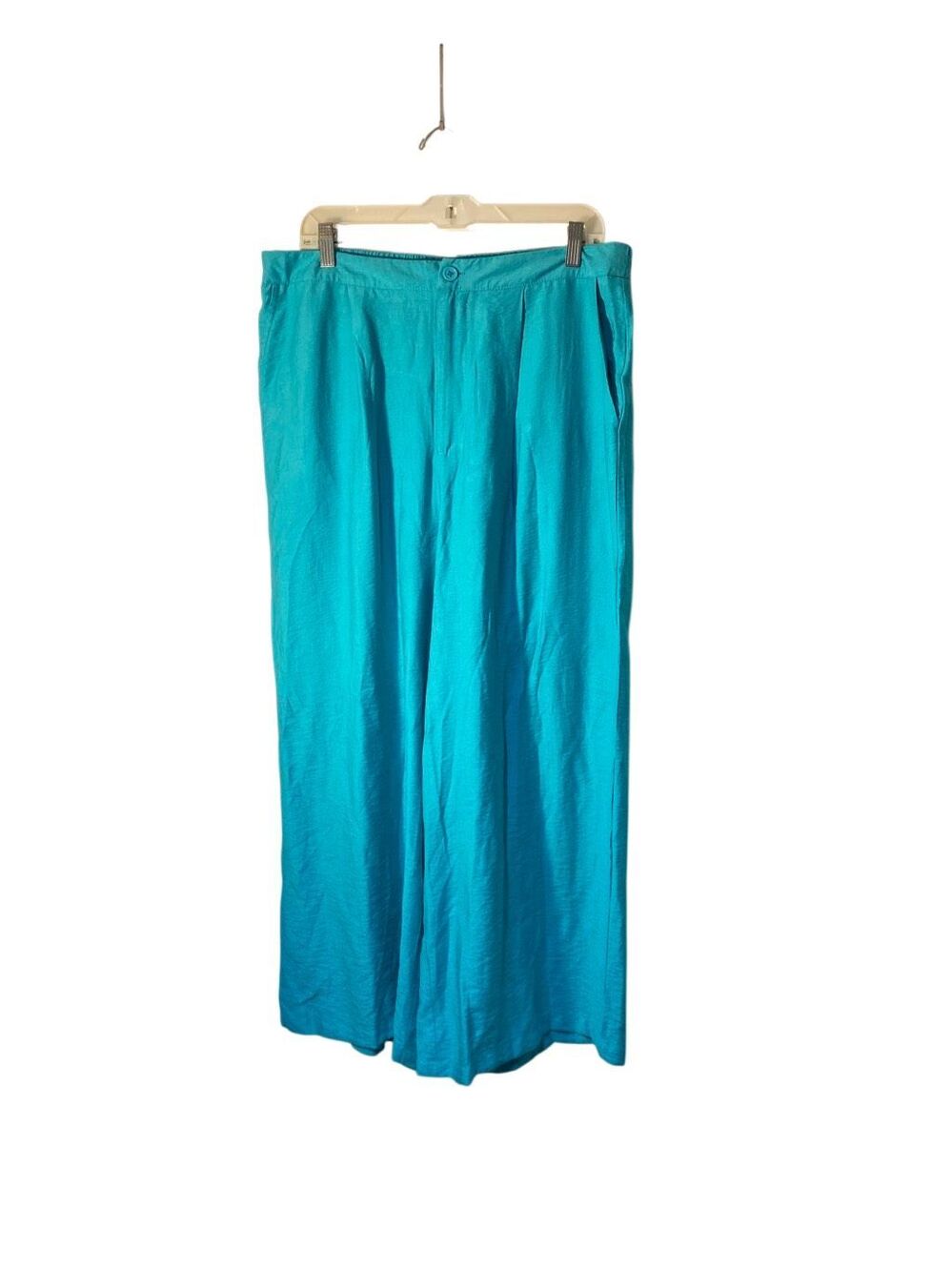 NWT runway ready solid wide leg woven blue green pants XL
